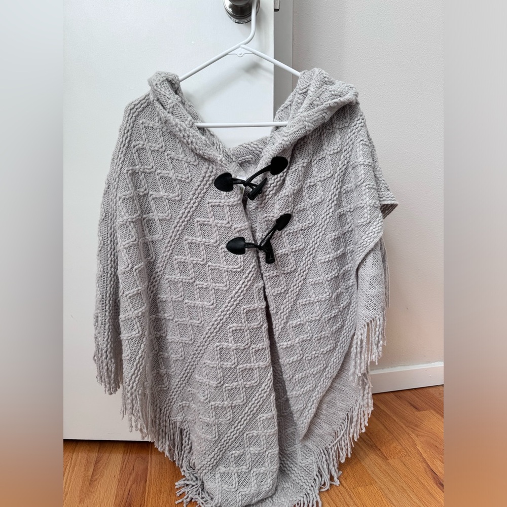 Grey Gray Knit Mixit Poncho with Toggles